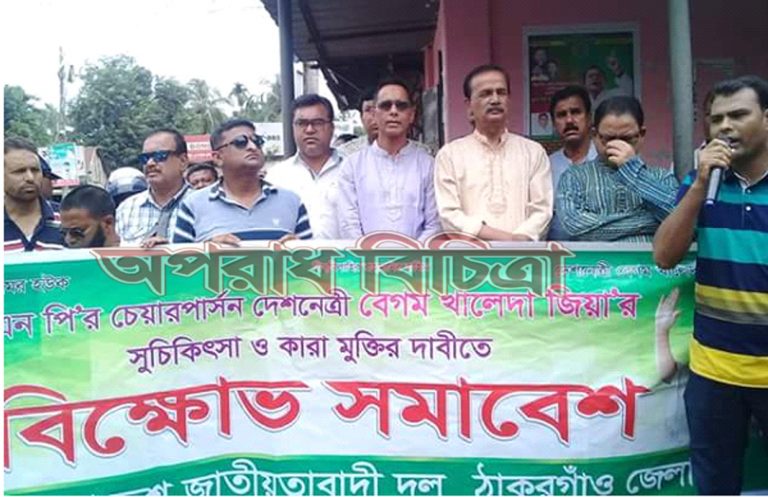 ঠাকুরগাঁওয়ে জেলা বিএনপির বিক্ষোভ  সমাবেশ অনুষ্ঠিত