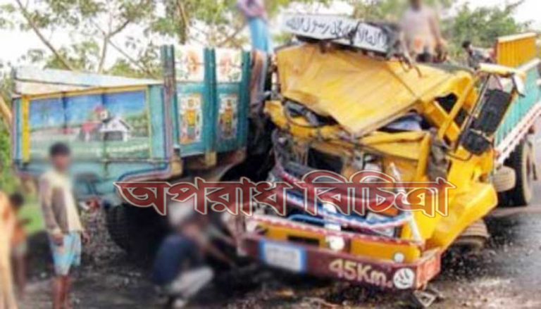 বিপরীত দিক থেকে আসা দুই ট্রাকের সংঘর্ষে ১ চালক নিহত