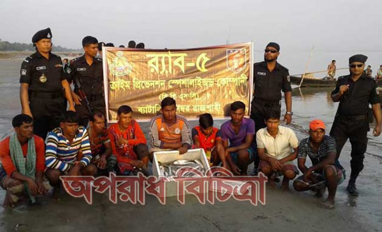 রাজশাহীতে ইলিশ ধরায় ১০ জেলের জরিমানা