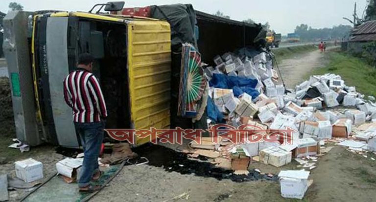 ট্রাক উল্টে একই পরিবারের তিনজন নিহত