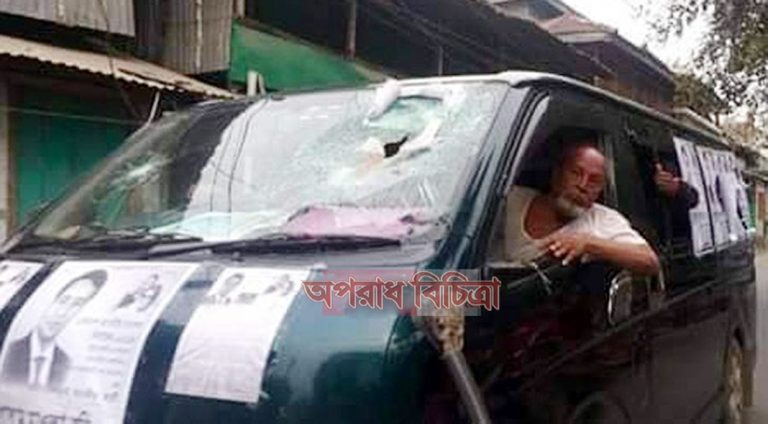 পটুয়াখালীতে বিএনপি প্রার্থী গোলাম মাওলা রনির স্ত্রীর গাড়িতে হামলা ও ভাঙচুর