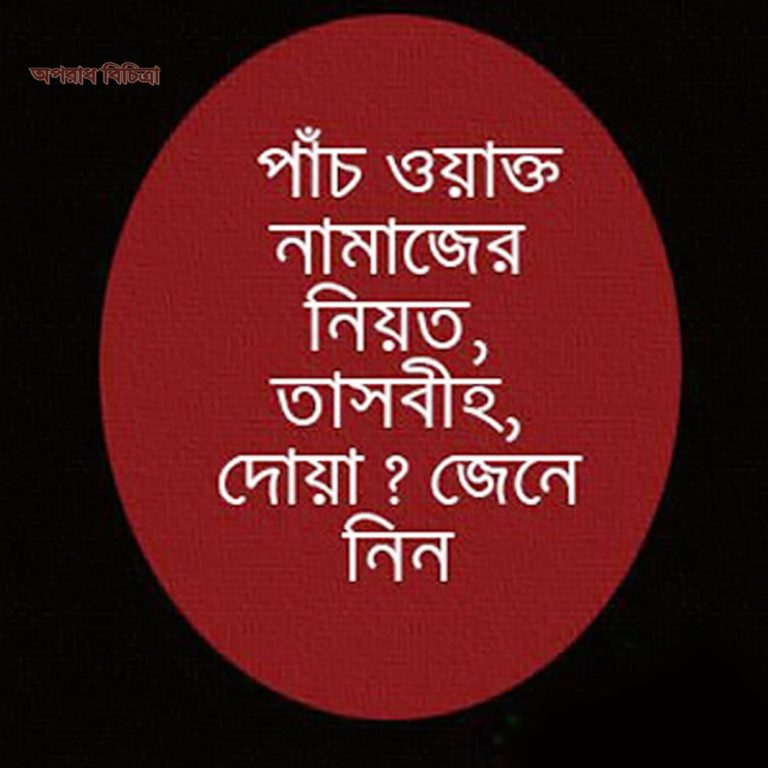 পাঁচ ওয়াক্ত নামাজের নিয়ত, তাসবীহ, দোয়া ও মোনাজাত