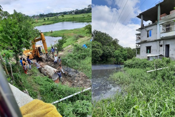 সোনারগাঁয়ে জমি জবর-দখল করে ময়লা পানি নিষ্কাশনের পাইপ স্থাপন