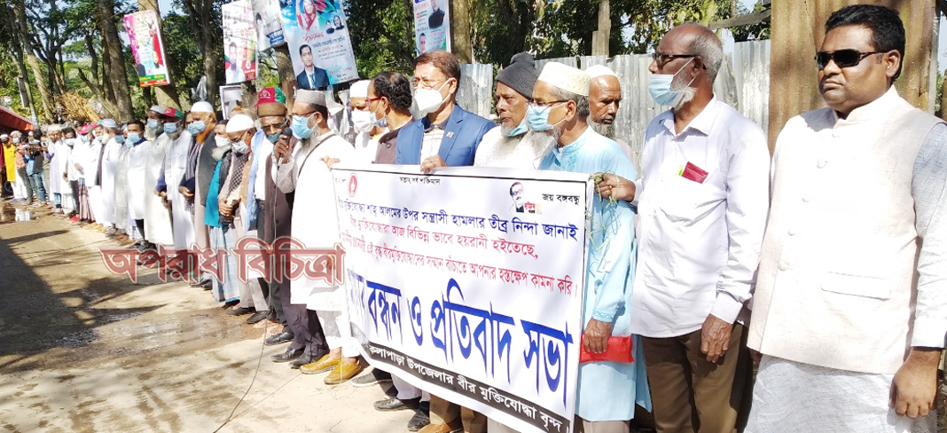 কলাপাড়ায় বীর মুক্তিযোদ্ধাকে কুপিয়ে জখম করায় মানববন্ধন বিচারের দাবীতে সংবাদ সন্মেলন