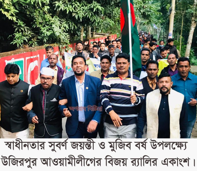 উজিরপুরে স্বাধীনতার সুবর্নজয়ন্তী, মুজিববর্ষ ও মহান বিজয় দিবস উপলক্ষে আওয়ামীলীগের বিজয় র‌্যালী