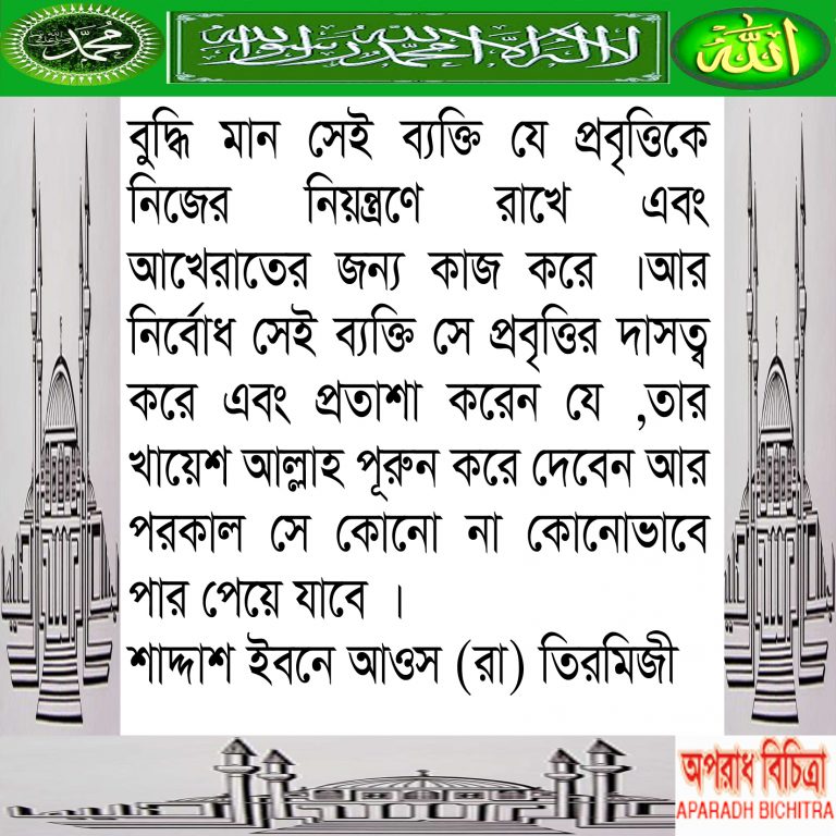 বুদ্ধিমান সেই ব্যক্তি যে ভালো কাজ আখেরাতের জন্য করেন