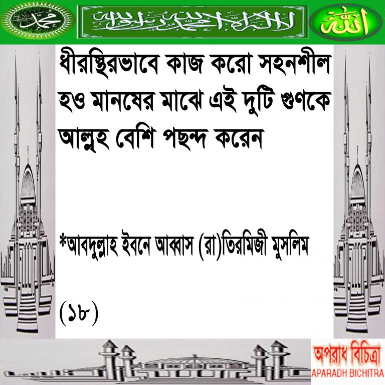 সহনশীলতা আল্লাহ পছন্দ করে