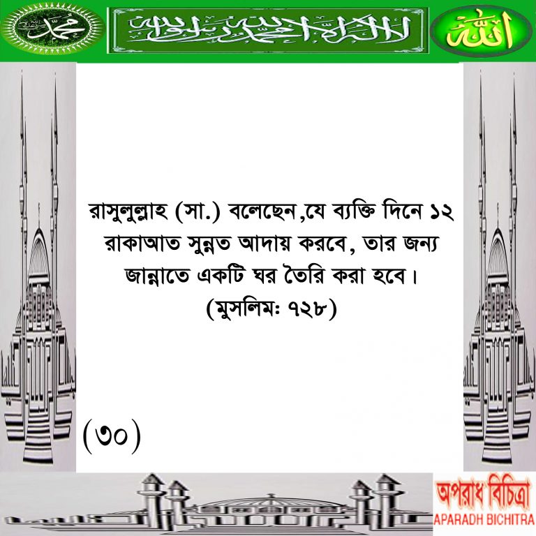 যে নামাজ পড়লে জান্নাতে ঘর তেরি করা হবে