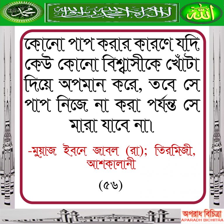 কেউ পাপ করলে কি তাকে পাপের জন্য খোঁটা দেয়া যাবে…. ইসলাম কি বলে