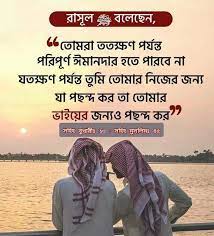 নিজের জন্য যা পছন্দ  তা স্বীয় ভাইদের জন্যও পছন্দ করা ঈমানের অংশ।